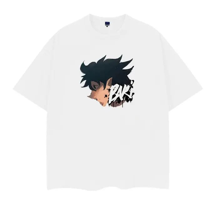 Baki "Hand-Drawn" Heavyweight Vintage Tee 100% Cotton OVERSIZED Anime T-shirt Menswear Top Casual Streetwear White...