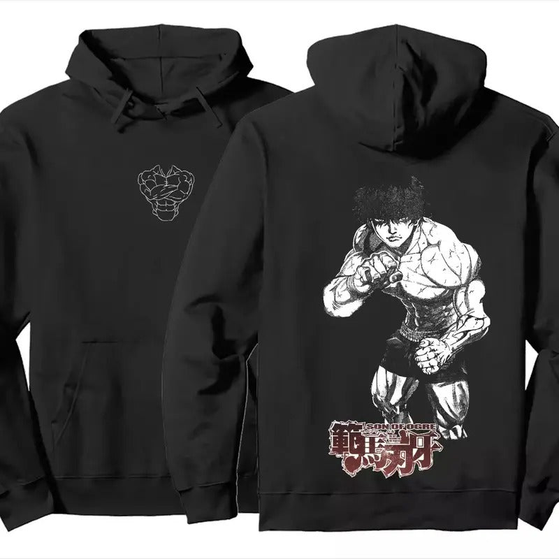 Baki Hanma The Grappler Son of Ogre Anime Inspired Minimalist Hoodie double-sided T-Shirts, Sweatshirt | GrindPrints.com