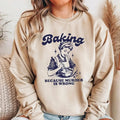 Baking Because Mudeer Is Wrong Funny Sweatshirt Casual Street Style Fleece Crewneck Pullover Sweatshirt Tops Trendy For...