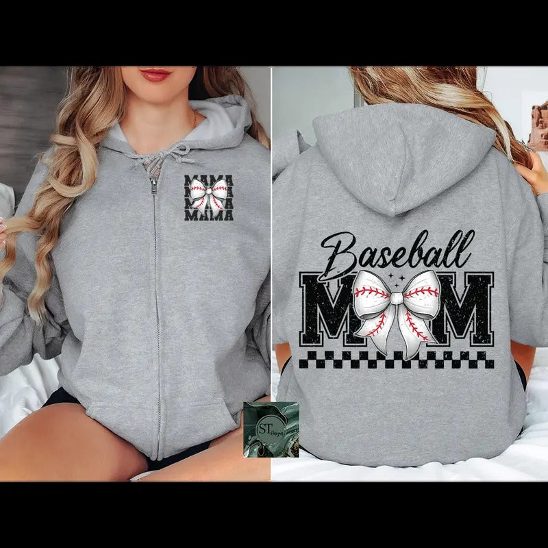Basbeball Mama Zip Hoodie on Sport Grey T-Shirts, Sweatshirt | GrindPrints.com