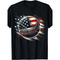 Baseball 4th Of July Men USA American Flag Boys Patriotic T-Shirt - 220g made in usa Hoodie, Sweatshirt | GrindPrints.com