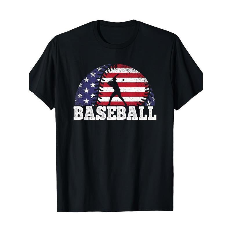 Baseball American Flag Baseball Player T-Shirt-100% Cotton -220g made in usa Hoodie, Sweatshirt | GrindPrints.com