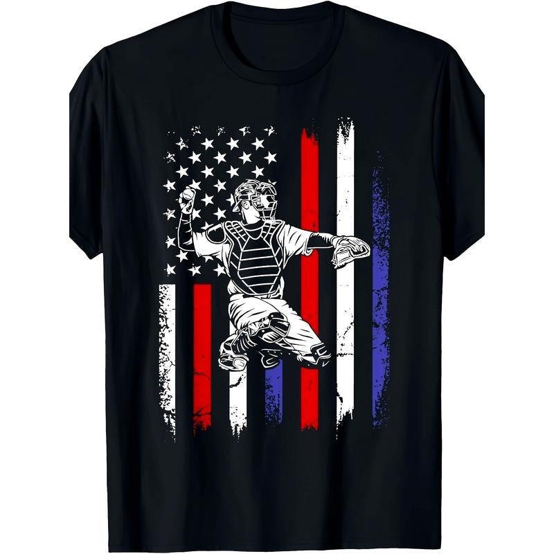 Baseball American Flag Patriotic Catcher 4th July 220g Made Usa T-Shirts, Hoodie, Sweatshirt