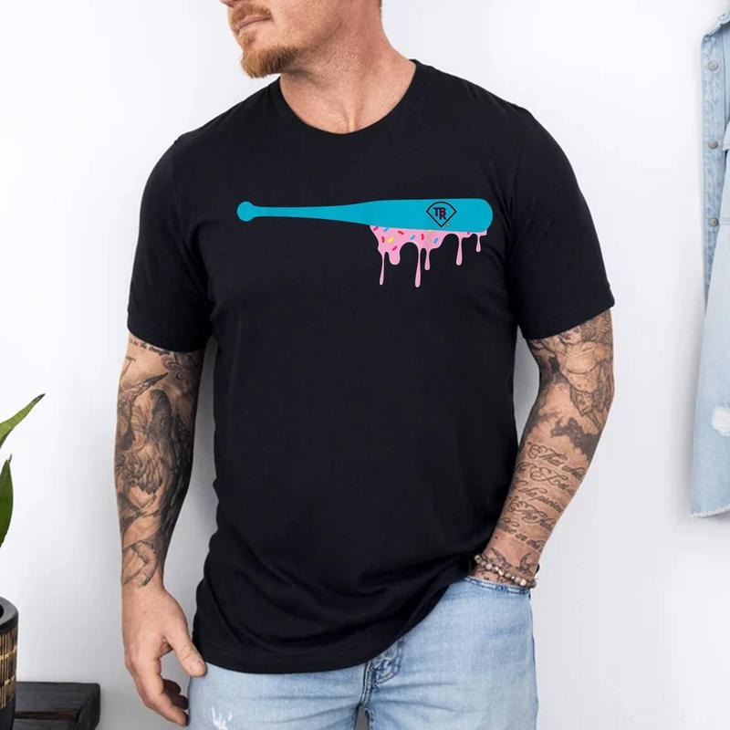 Baseball Bat with Sprinkles Drip Graphic T-Shirt | 100% Cotton Tee, Top Menswear Hoodie, Sweatshirt | GrindPrints.com
