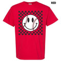 Baseball Checker Happy Face Comfort Colors T-Shirt Hoodie, Sweatshirt | GrindPrints.com