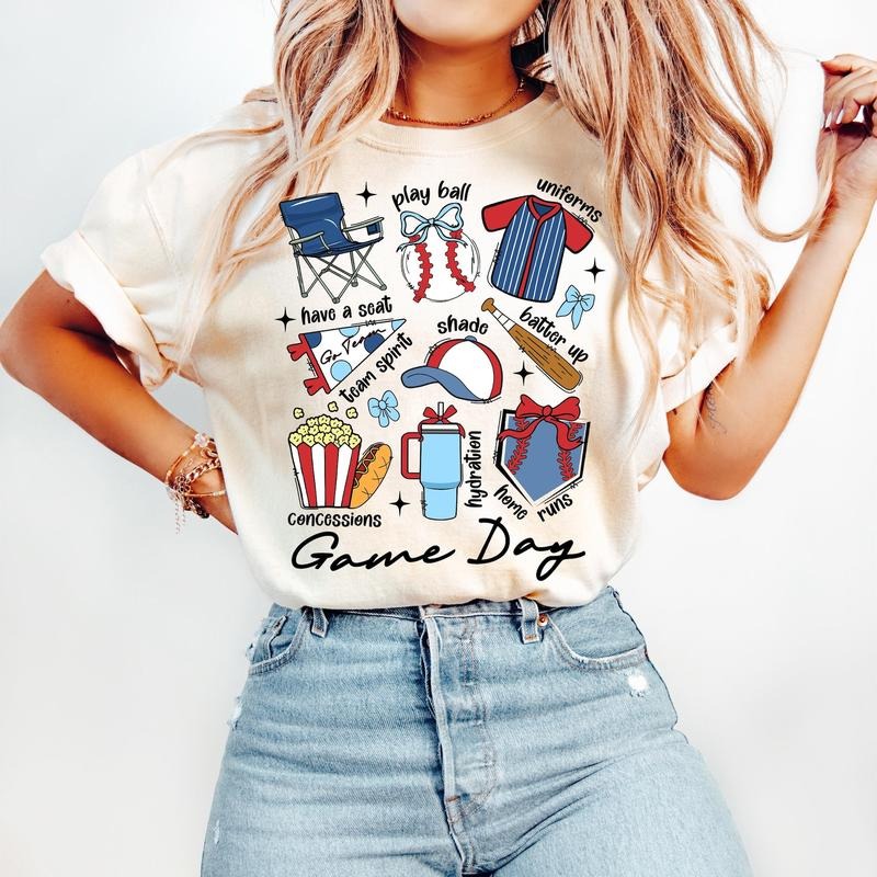 Baseball Game Day T-Shirt, Baseball Bow T-Shirt, Baseball Mama Shirt, Ballpark Mama Hoodie, Sweatshirt | GrindPrints.com