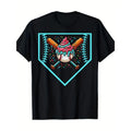 Baseball Home Plate Drip Ice Cream Softball & Baseball T-Shirt Crew Neck, Casual, Print, Fashion-100% Cotton-220g made in...