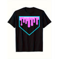 Baseball Home Plate Drip Ice Cream Softball and Baseball 1 Men's T-Shirt Personalized Printed Pattern, Casual Crew Neck...