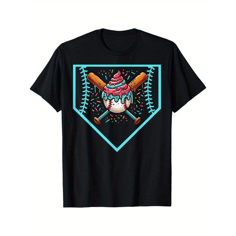 Baseball Home Plate Drip Ice Cream Softball and Baseball T-Shirts, Crew Neck, Casual, Print, Fashion, made in usa Hoodie,...