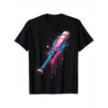 Baseball-Inspired Cotton T-Shirt with Bat Print