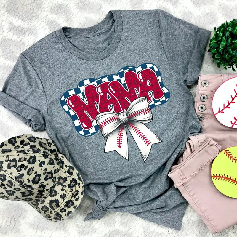 Baseball Mama Bow DTF Transfers - THIS IS NOT A SHIRT Hoodie, Sweatshirt | GrindPrints.com