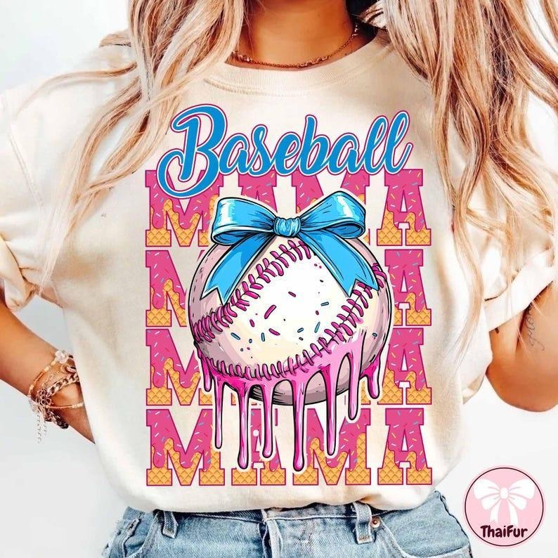 Baseball Mama Ice Cream Tee, Drip Print Shirt, Game Day Sporty Fashion tshirt, shirt for women, Womenswear Hoodie, Sweatshirt