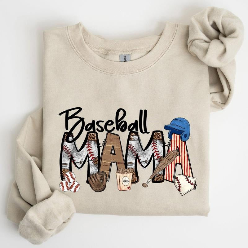 Baseball Mama, Sports, Mother's Day Sweatshirt, Women's Crew Neck, Crewneck T-Shirts, Hoodie | GrindPrints.com