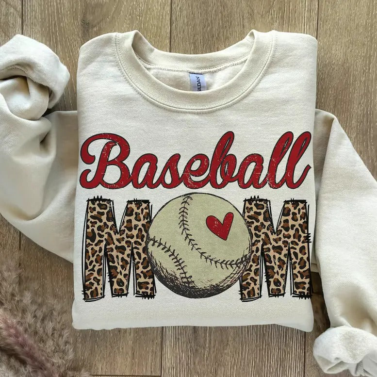 Baseball Mom Leopard Print T-shirt, Baseball Mama Tee, Baseball Lover Gift, Game Day Sweatshirt Hoodie | GrindPrints.com