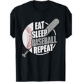 Baseball Player Eat Sleep Baseball T-Shirt-220g100% cotton T-shirt made in usa Hoodie, Sweatshirt | GrindPrints.com