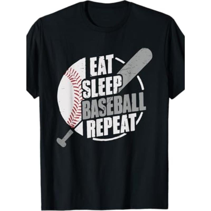 Baseball Player Eat Sleep Baseball T-Shirt-220g100% cotton T-shirt made in usa Hoodie, Sweatshirt | GrindPrints.com