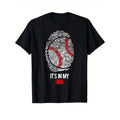 Baseball Printed, Men's Cotton Graphic T-shirt, Casual Short Sleeve Crew Neck Gamer T-shirt, Men's Tee For Outdoor made...