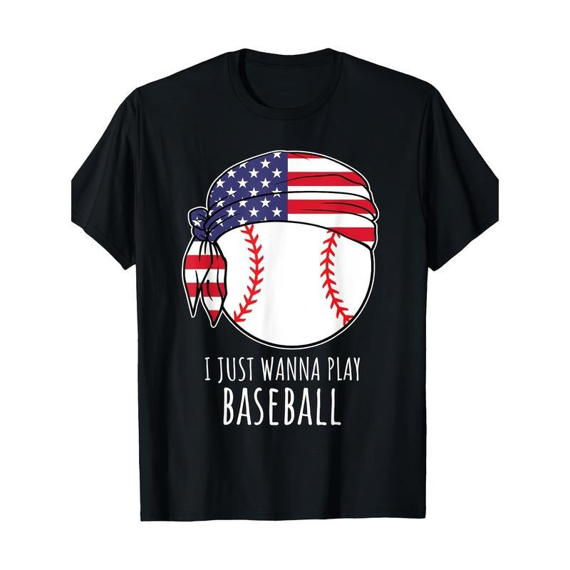 Baseball Shirts For Men I Just Wanna Play Baseball T-Shirt-100%cotton-220g made in usa Hoodie, Sweatshirt | GrindPrints.com