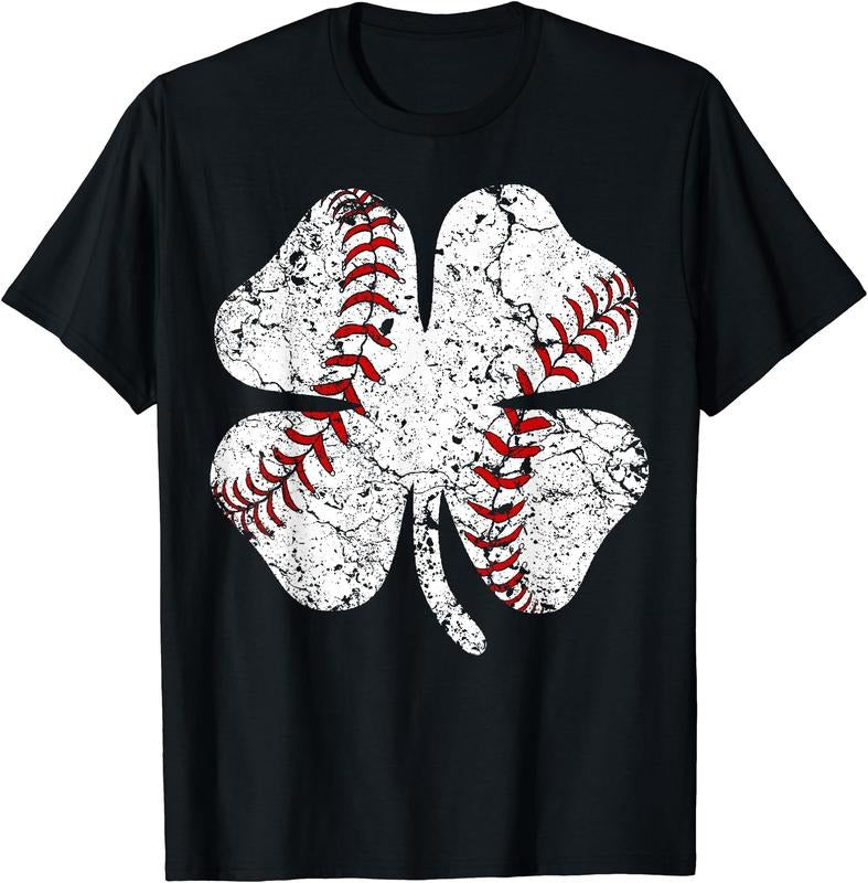 Baseball St Patricks Day Shamrock Cotton Short Sleeve Size S 5XL T-Shirts, Hoodie, Sweatshirt