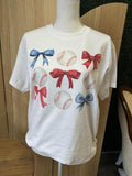 Baseballs and Bows Tee - Sports Mom Hoodie, Sweatshirt | GrindPrints.com