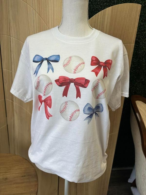 Baseballs and Bows Tee - Sports Mom Hoodie, Sweatshirt | GrindPrints.com