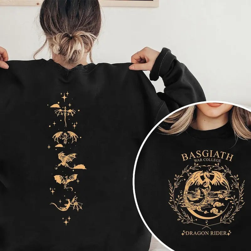 Basgiath War College 2-Sided Sweatshirt, Fourth Wing Shirt, Dragon Rider Shirt, Violet Sorrengail, Xaden Riorson,Riders...