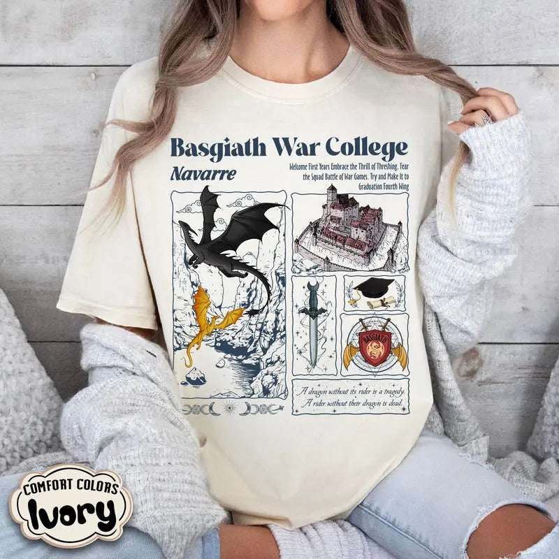 Basgiath War College Fourth Wing Shirt Dragon Rider Shirt Empyrean Violet Sorrengail Shirt Fantasy Book T-Shirts, Hoodie, Sweatshirt