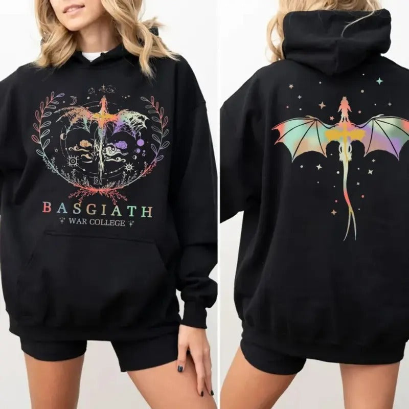 Basgiath War College Two Sided Shirt, Dragon Rider Sweatshirt, Fourth Wing Hoodie, Violet Sorrengail, Xaden Riorson,...