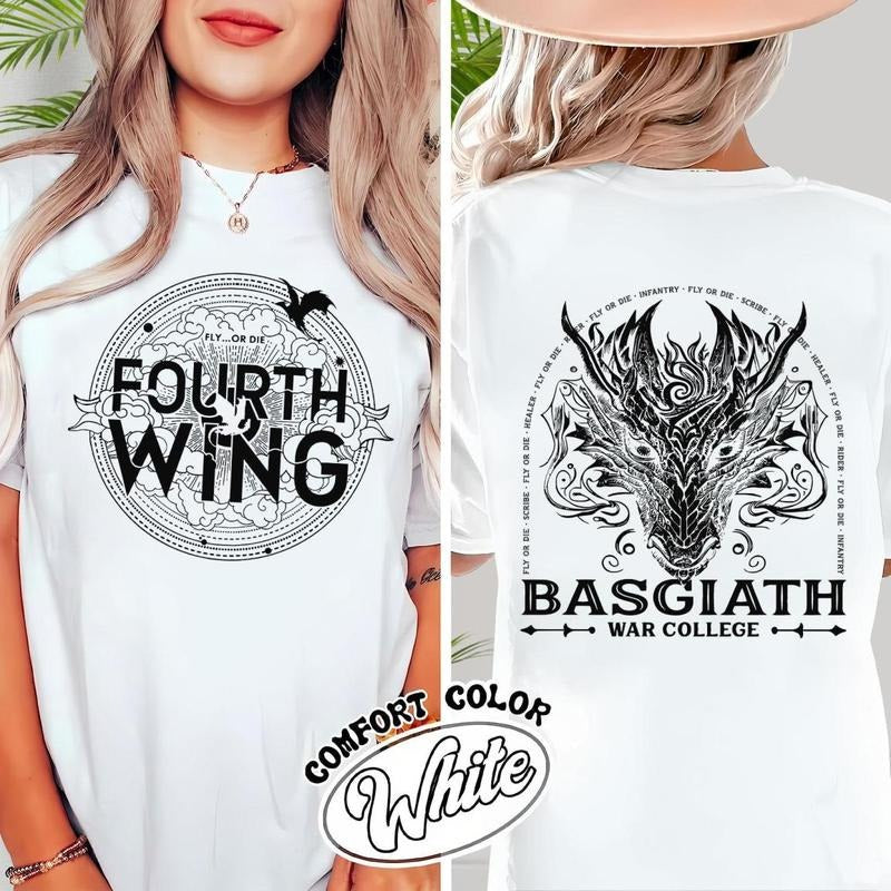 Basgiath war college shirt, Distressed Fourth wing merch, Iron flame merch, Tairn and Violet Sorrengail, bookish shirt,...