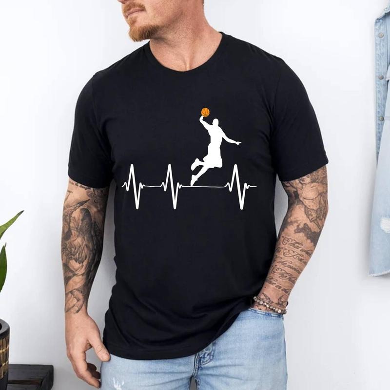 Basketball Heartbeat Shirts Cotton Short Sleeve Size S 3XL T-Shirts, Hoodie, Sweatshirt