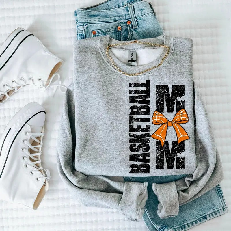 Basketball Mom Bow DTF Transfers - THIS IS NOT A SHIRT Hoodie, Sweatshirt | GrindPrints.com