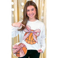 Basketball Pink Bow Rhinestone Graphic Long Sleeve Shirt Hoodie, Sweatshirt | GrindPrints.com