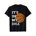 Basketball Printed, Men's Cotton T-shirt, Casual Short Sleeve Round Neck Tee, Soft Comfortable Basketball Players Top,...