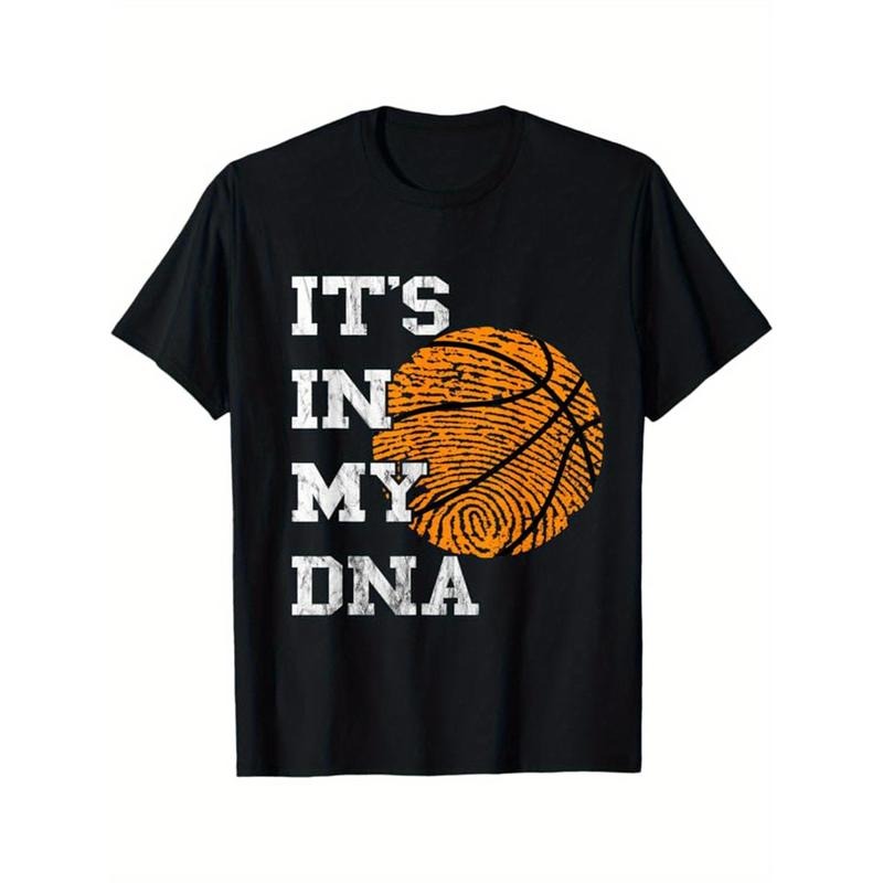 Basketball Printed, Men's Cotton T-shirt, Casual Short Sleeve Round Neck Tee, Soft Comfortable Basketball Players Top,...