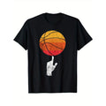Basketball Printed, Men's Cotton T-shirt, Casual Short Sleeve Round Neck Tee, Soft Comfortable Basketball Players Top,...