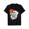 Basketball Printed, Men's Cotton T-shirt, Casual Short Sleeve Round Neck Tee, Soft Comfortable Basketball Players Top,...