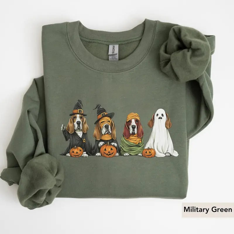 Basset Hound Halloween SWeatshirt, Dog lover Shirt Hoodie | GrindPrints.com