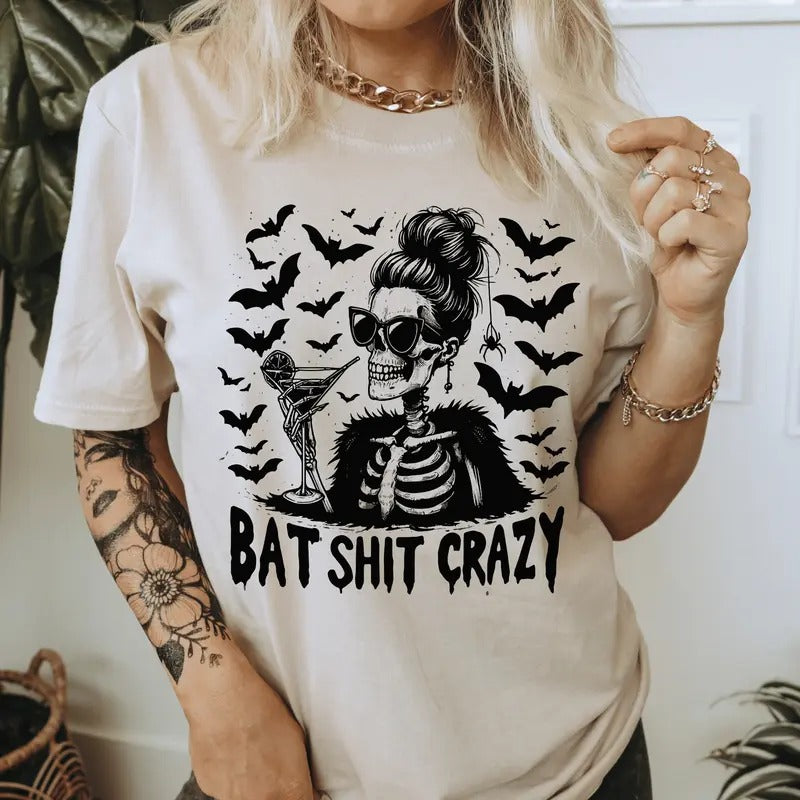 Bat Shit Crazy Halloween Shirt. Casual Everyday Softstyle Halloween Unisex T-Shirt. Hoodie, Sweatshirt | GrindPrints.com