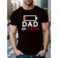 Battery And Letter DAD Pattern Print Men's Casual Short Sleeve Round Neck T-Shirt, Breathable Trend Exquisite Soft Short...
