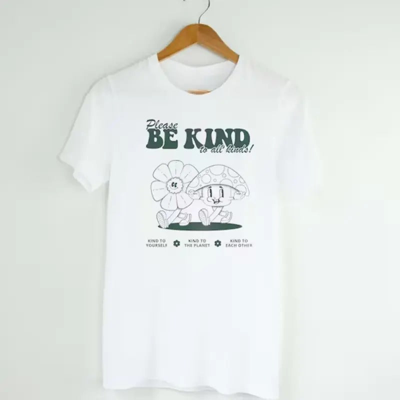 Be Kind To All Kinds Mushroom Shirt Cottagecore Clothing Mental Health Shirt, Goblincore Tee Aesthetic Graphic Tee,...