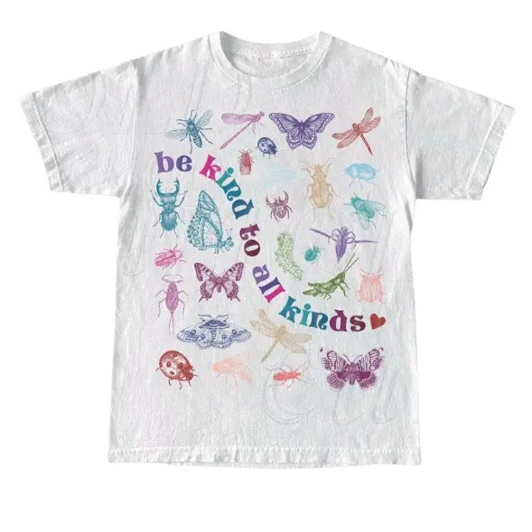 Be Kind To All Kinds Retro Graphic T Shirt, Vintage 90s Butterly Shirt, Nostalgia Love Spread Tee, Cute Unisex Adult...