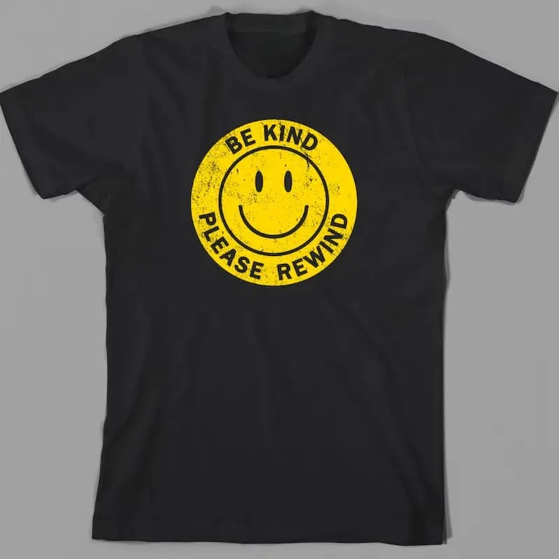 Be kind please rewind T Shirt, vhs logo, vcr, video cassette, tape, vintage, recorder, 80s