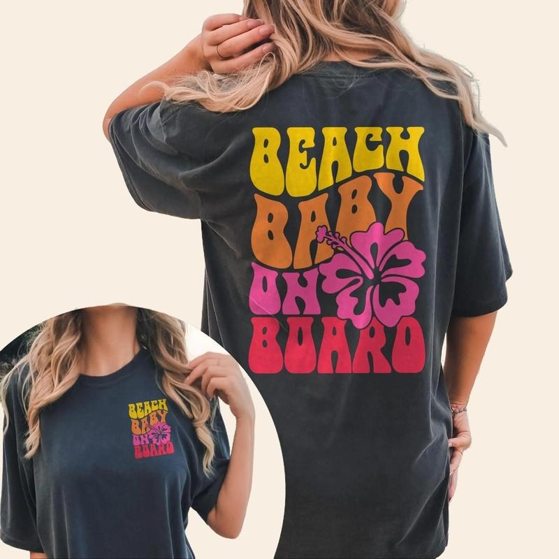 Beach Baby On Board Shirt, Summer Pregnancy Announcement Tee, Babymoon Cruise Vacation Maternity T-shirt, Gender Reveal...
