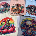 Beach Tshirts Summer Skull T-Shirts Beach Skeleton Tees Skull Floral Tshirts Beach Please Skull Tee Womens Summer...