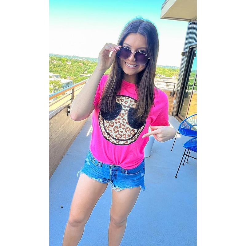 Beach Vibes Leopard Smiley T-Shirt Hoodie, Sweatshirt | GrindPrints.com
