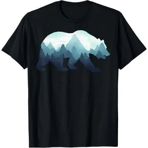 Bear Double Exposure Surreal Wildlife Animal T-Shirt Made in USA Hoodie, Sweatshirt | GrindPrints.com