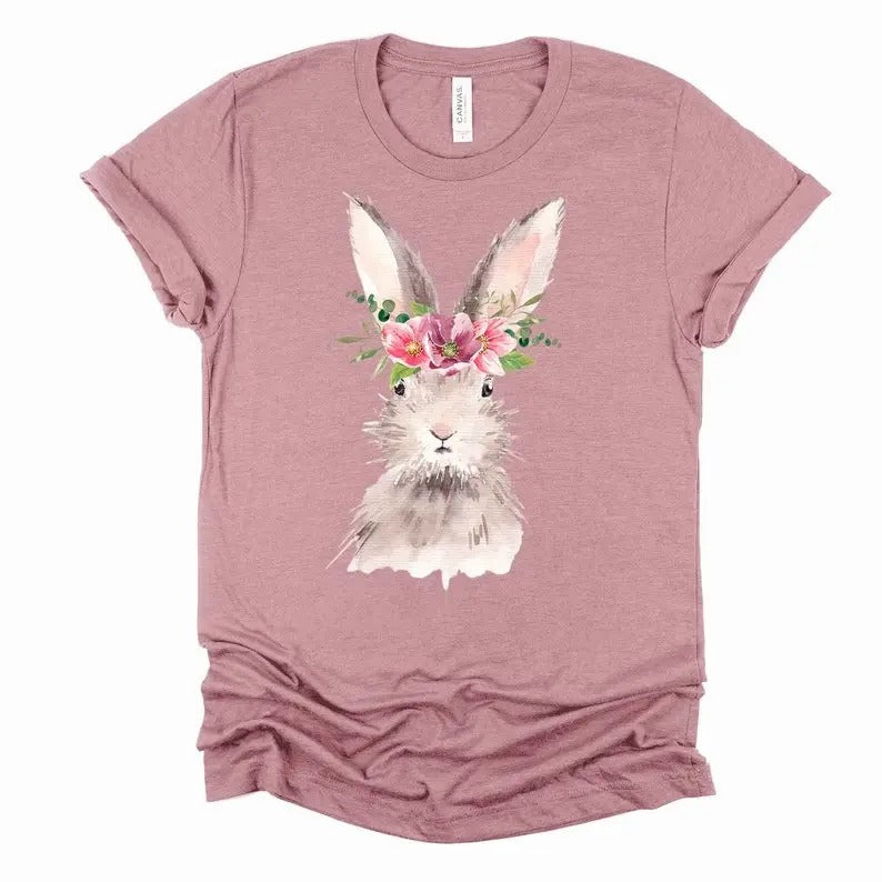 Beautiful Watercolor Bunny, Easter Rabbit with Flowers Design T-Shirts, Hoodie, Sweatshirt | GrindPrints.com