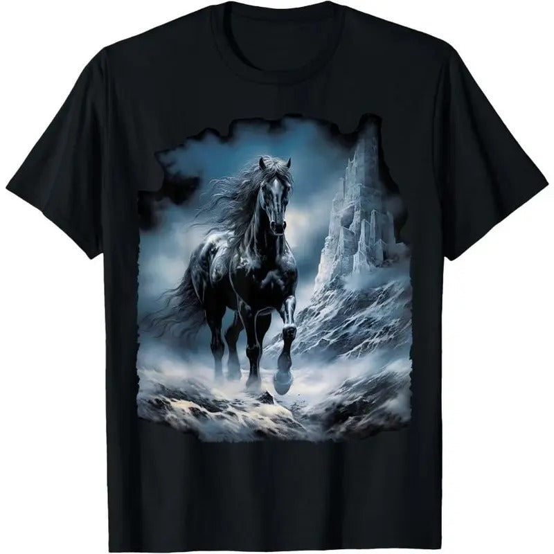 Black Horse Running Through Snow Made USA T-Shirts, Hoodie, Sweatshirt