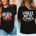 Beautifully Broken, Im Not Okay Tee Pure Cotton Casual Street Style Crew Neck Short Sleeve T-Shirt Tops Trendy For Women...