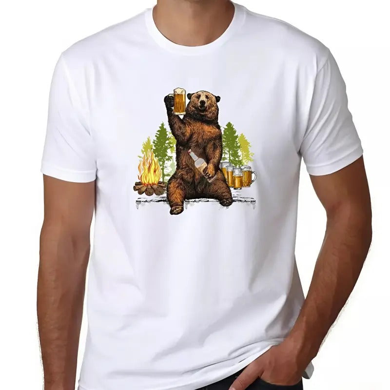 Beer Bear T-Shirt Drunk Bear PartySummer Tee Cotton Menswear Top Decoration Hoodie, Sweatshirt | GrindPrints.com